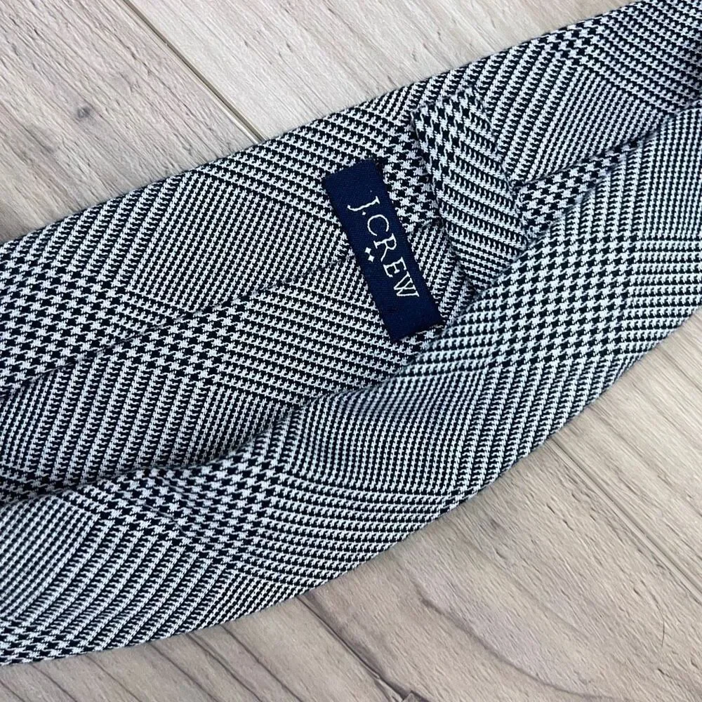 J.Crew Men’s Black & White Houndstooth Plaid Tie | Classic Cotton Neck Tie‎